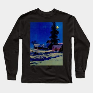 Maxfield Parrish, Moonlit Night, Winter, 1942, Art Print, American Painter Long Sleeve T-Shirt